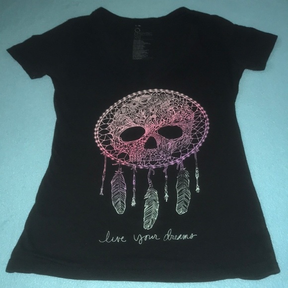 EMPYRE skull dream catcher v-neck short sleeve t-shirt tiny flaw size XS - Picture 1 of 7